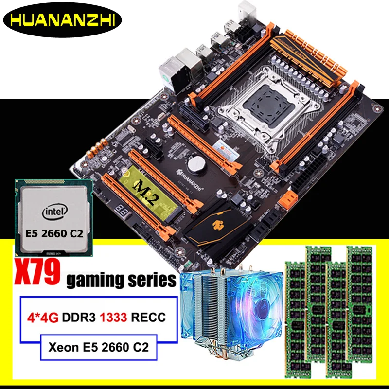 Kaufen HUANANZHI X79 Deluxe Motherboard Set Prozessor Xeon E5 2660 C2 Mit Kühler Big Marke RAM 16G(4*4G) REG ECC Computer Hardware DIY