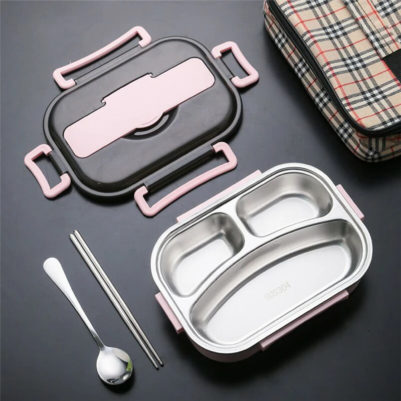 

Портативный Ланч-бокс из нержавеющей стали для микроволновой печи, герметичная термо-Бенто-коробка для студентов, школьная посуда, контейн...