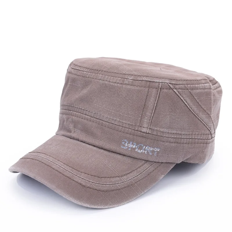 

Washed Cotton Adjustable Cadet Army Cap Military Hat Flat Top Cap Outdoor Hats for Men and Women Summer Sun Hat