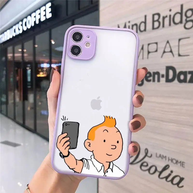 

The Adventures of Tintin dog funny Phone Cases Matte Transparent for iPhone 7 8 11 12 s mini pro X XS XR MAX Plus cover funda