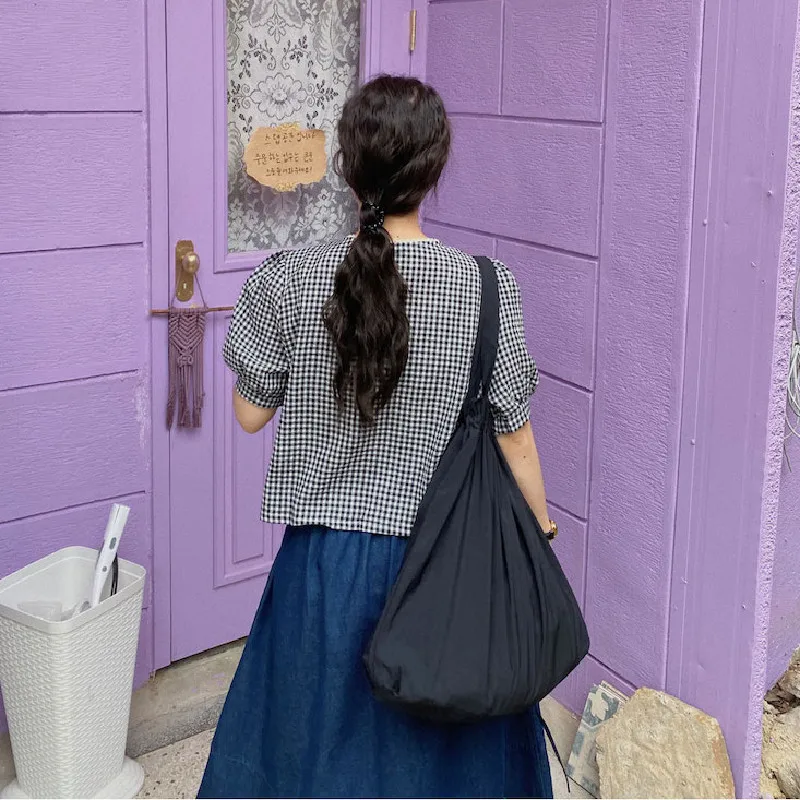 

Women's Stylish Thin Shirt White Black Plaid V-Neck Short Sleeves Single Breasted Lace Edging Loose Shirts Spring Summer 2021