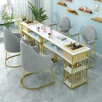 double layer solid wood nail table and chair combination nail shop with drawers nail table economical nail table set gold tables
