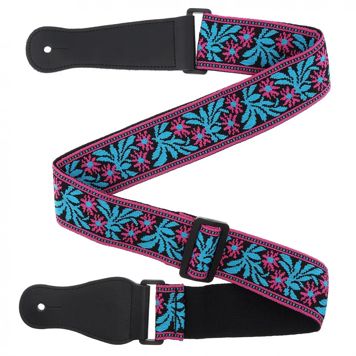 Жаккардовый Плетеный двойной тканевый ремешок для гитары с цветочным узором из