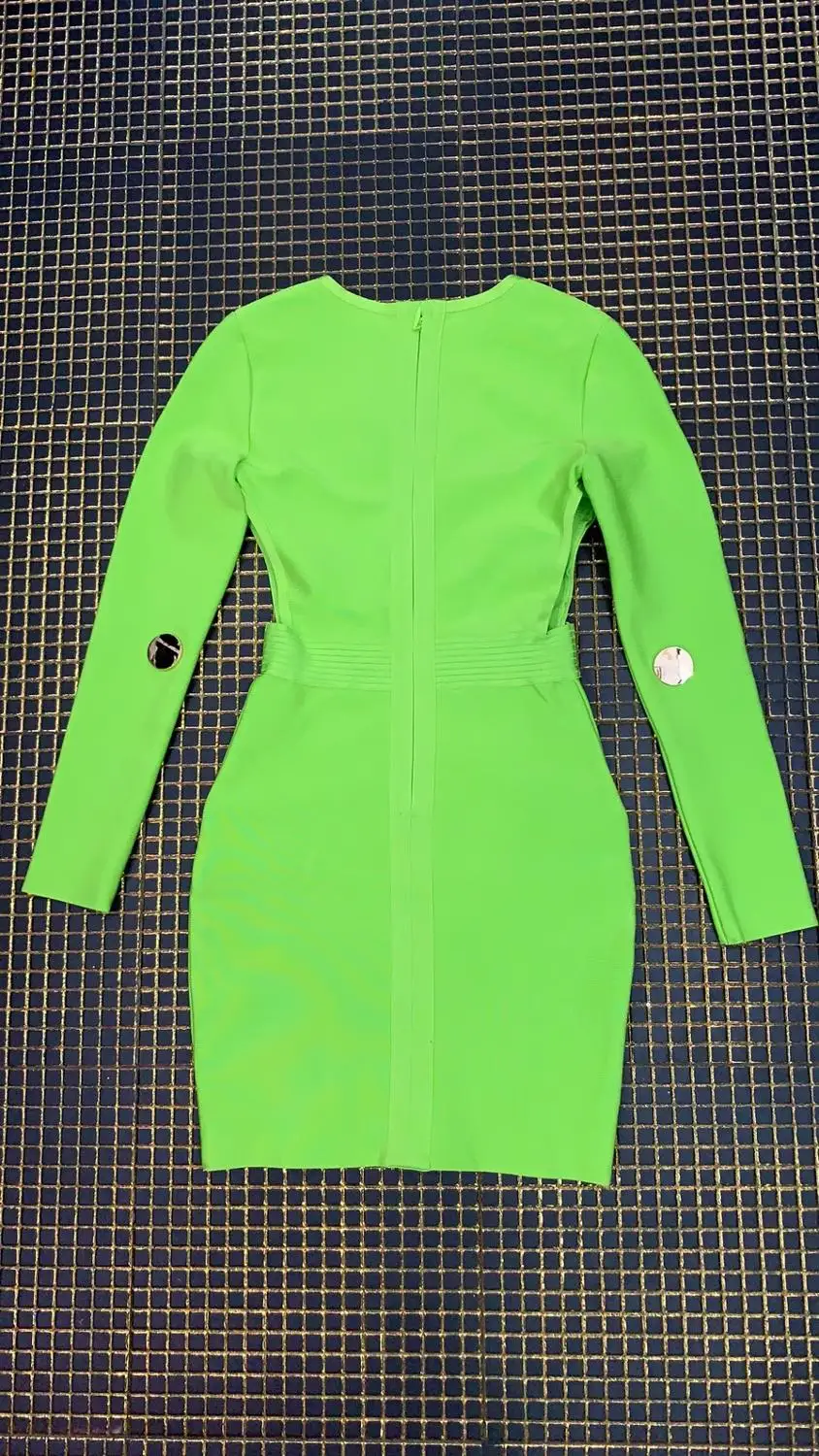 Высококачественное зеленое Бандажное платье из вискозы с длинным рукавом в