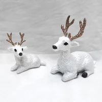 1pc simulation lying christmas sika artificial deer garden miniatures prop animal model figurine christmas ornaments kid gift