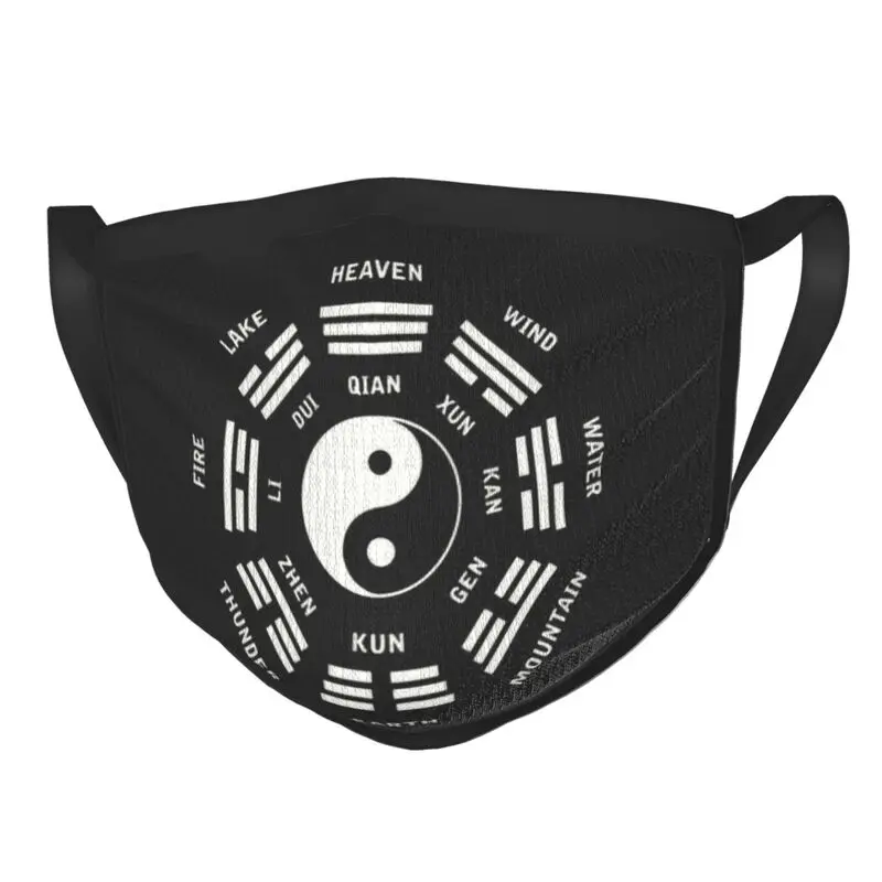 

Tai Chi Yin Yang Symbol Chinese Martial Arts Mask Adult Men Kung Fu Fighter Mask Protection Respirator Reusable Mouth Muffle