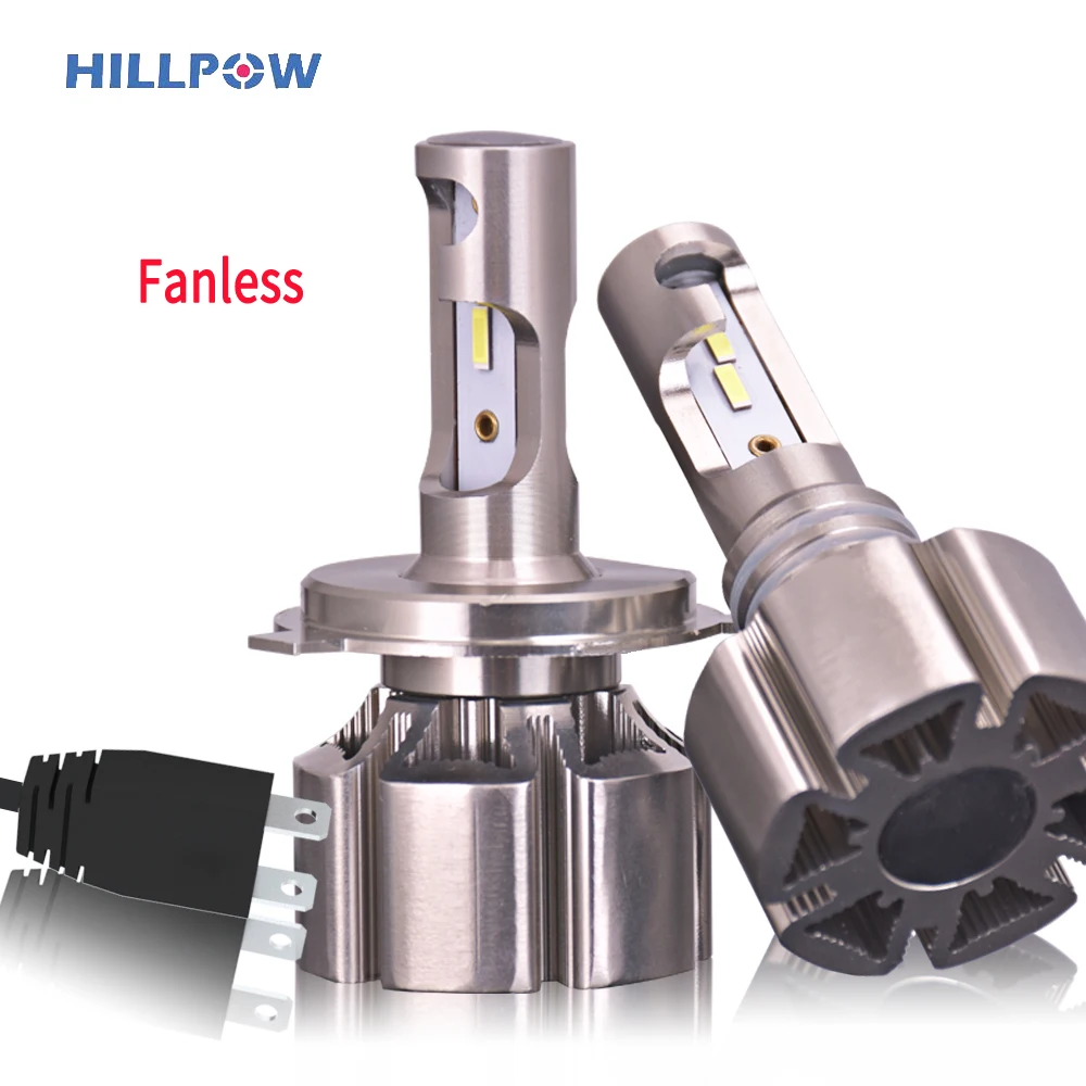 Безвентиляторная Светодиодная лампа для автомобильных фар Hillpow H7 6500K зеркальный