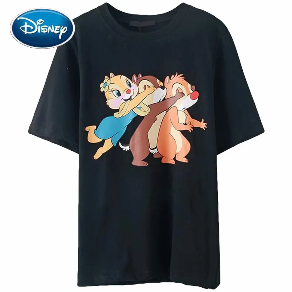 

Disney T-Shirt Harajuku Chip 'n Dale Chipmunk Cartoon Print Short Sleeve Fashion Women O-Neck Casual Tees Tops Female 2 Colors