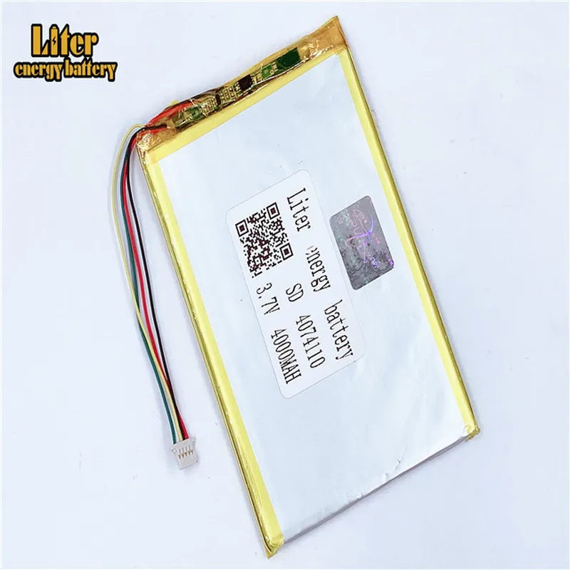 

plug 1.0-5P 4074110 4075110 3.7V 4000mah Tablet PC lipo battery in rechargeable Batteries with full capacity