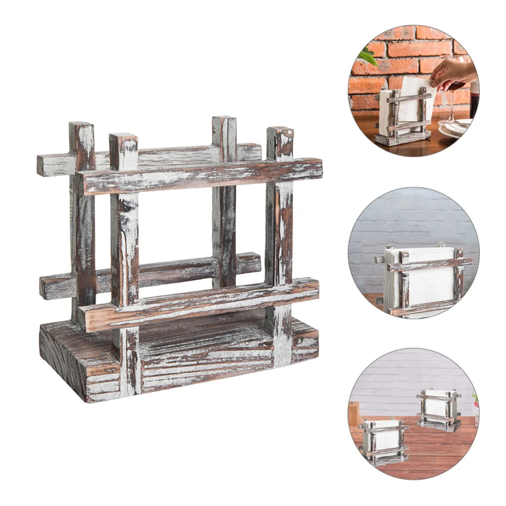 

1Pc Vintage Wooden Tissue Holder Hotel Napkin Rack Desktop Paper Towel Holder