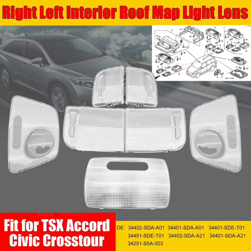 Lente de luz de mapa de techo Interior derecha e izquierda, accesorio para Honda TSX Accord Civic Crosstour 34402-SDA-A01 34401-SDA-A01 34401-SDE-T01, 2 uds.