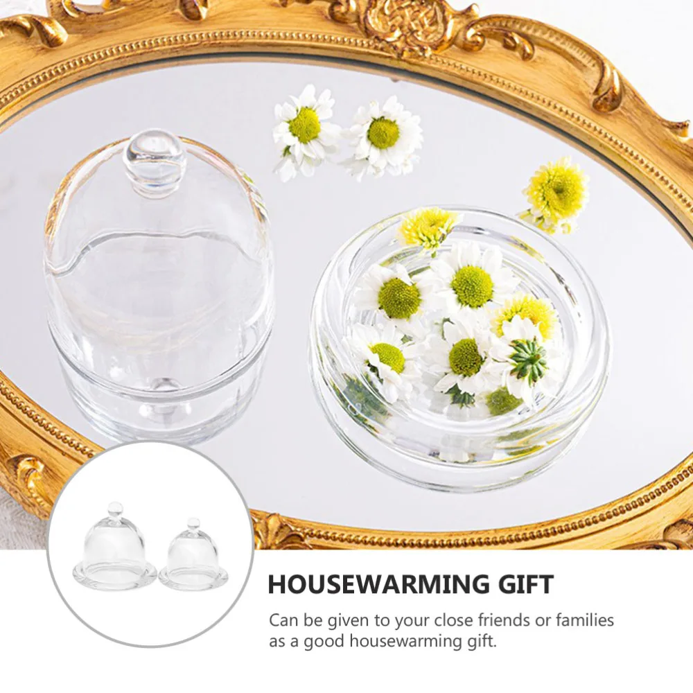 

2Sets Household Food Protective Cover Glass Dessert Cover with Rotating Tray