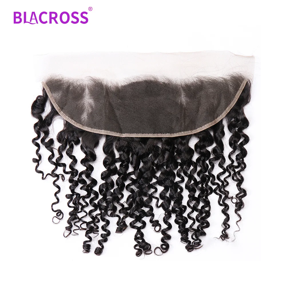 

BLACROSS Kinky Curly 13x4 Lace Frontal Closure Frontal Brazilian Remy Hair Human Hair Ear To Ear Curly Closures Only Free Part