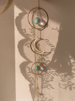 kora crystal sun catcher with brass moon and stars rainbow prism light diffuser boho home decoration fairy decor gift idea