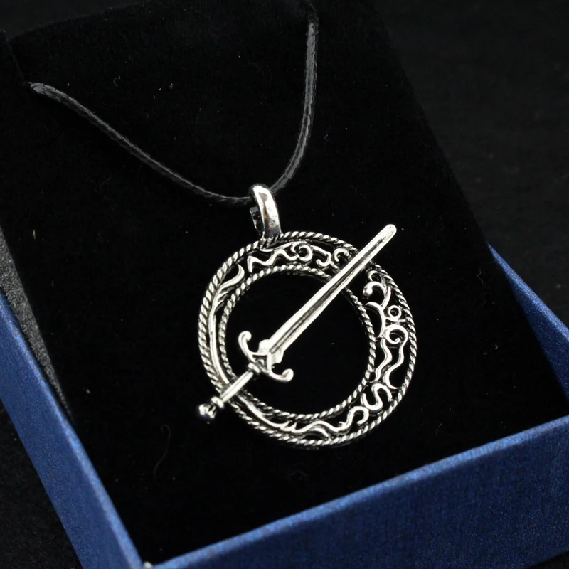 Винтажные меч Круглые Подвески Викинг кожаная веревка колье цепь Мужчины