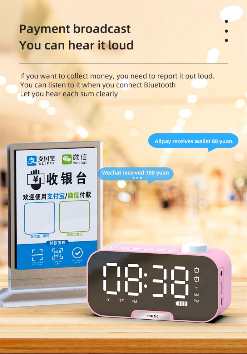 New Z5 Wireless Bluetooth-compatible Speaker Portable Mini Mirror Alarm Clock Support TF Card Built In Microphone FM Radio HiFi |