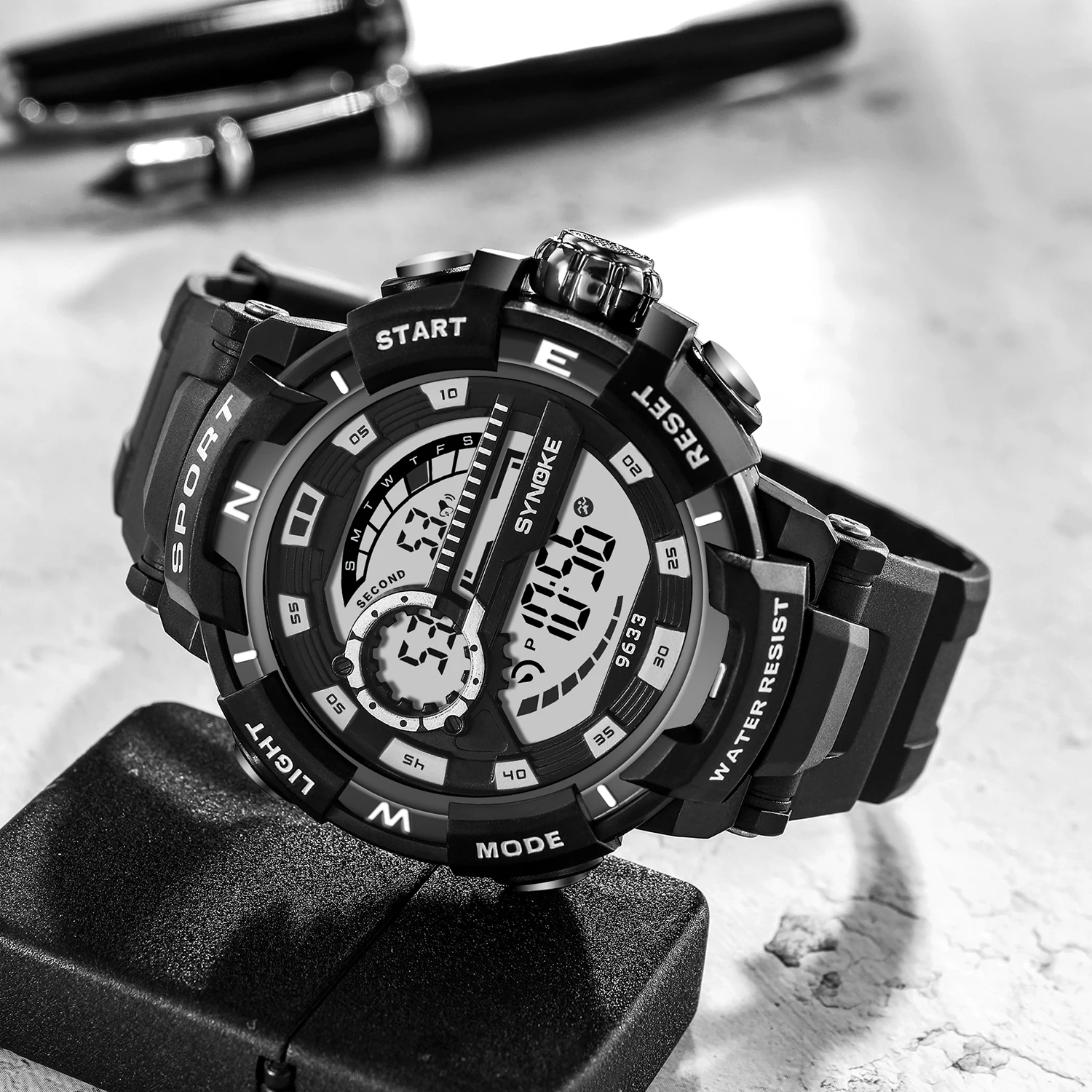 

Часы наручные SYNOKE Мужские Цифровые, роскошные спортивные в стиле милитари, водонепроницаемые для бега и плавания, 2022