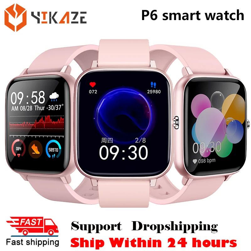 Смарт-часы P6 для мужчин женщин крови Давление вызовов через bluetooth