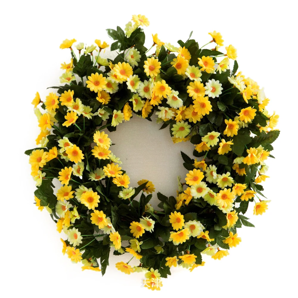 

Wreath Garland Simulation Wild Daisy Ring Flowers Silk Cloth Wedding Home Decorations New European Style Wall Decoration