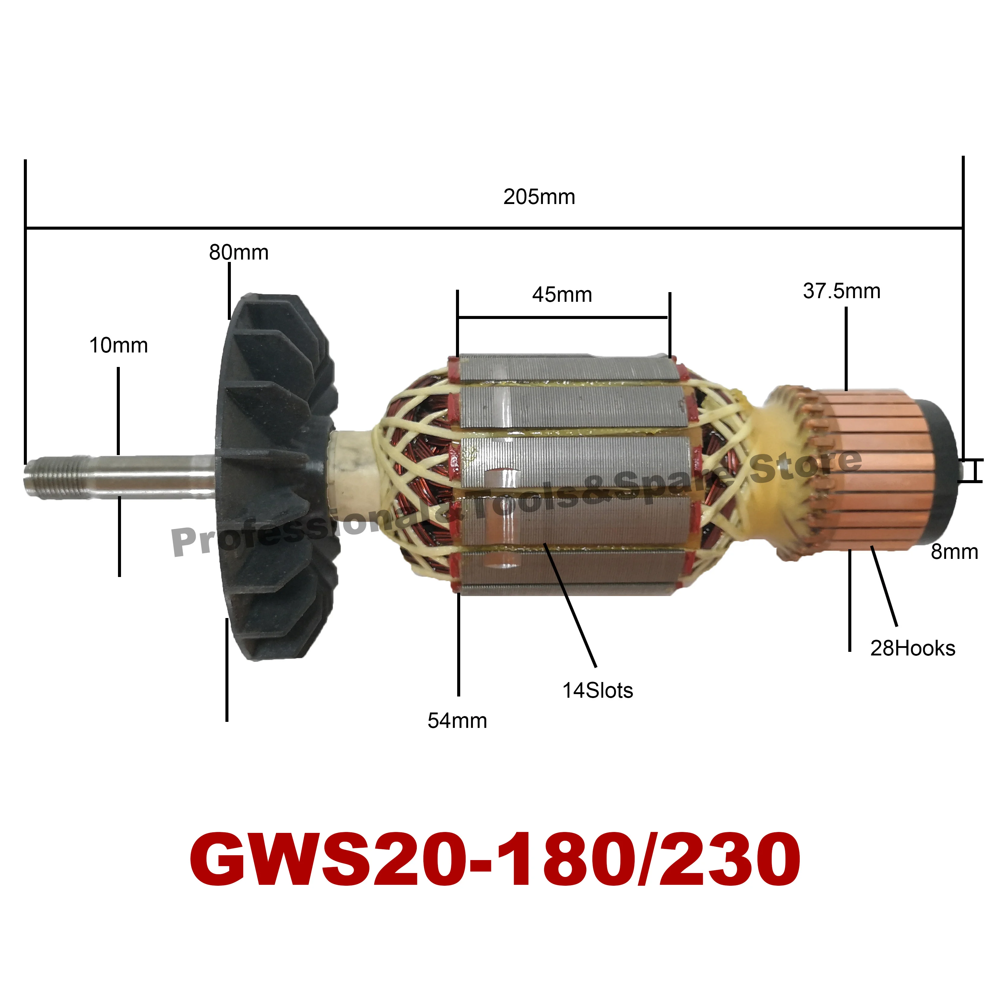 GWS20-180 230 AC220V-240V якоря Ротор двигателя Замена для BOSCH GWS20-180 230, GWS21-180 230, GWS22-180 230, GWS23-180 230, GWS24-180 230 - Цвет: GWS20-180 230