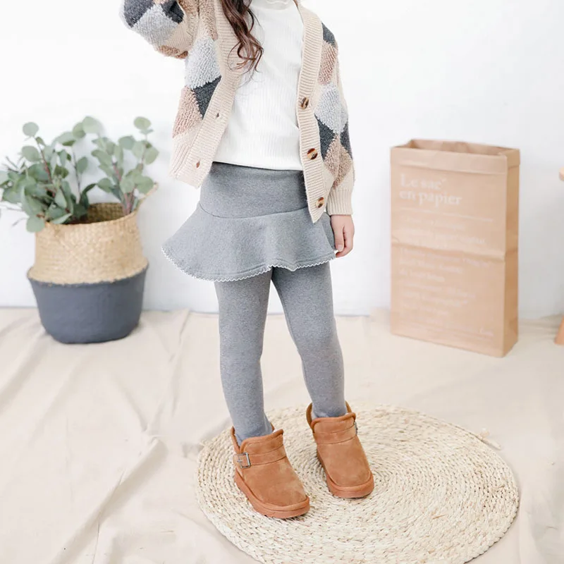 Осень зима Детские леггинсы Юбка для девочек Брюки Утепленные брюки Леггинсы