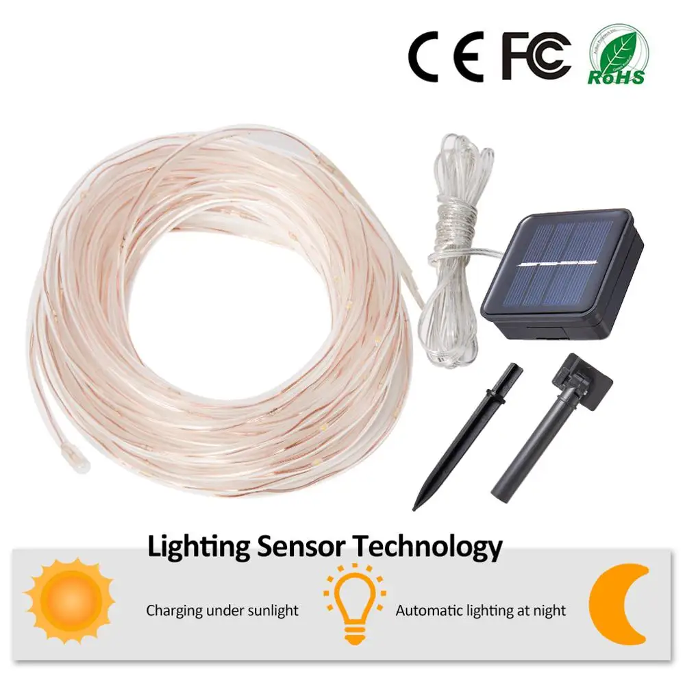 Солнечная СВЕТОДИОДНАЯ Гирлянда Веревка 100 светодиодный Солнечный свет строка