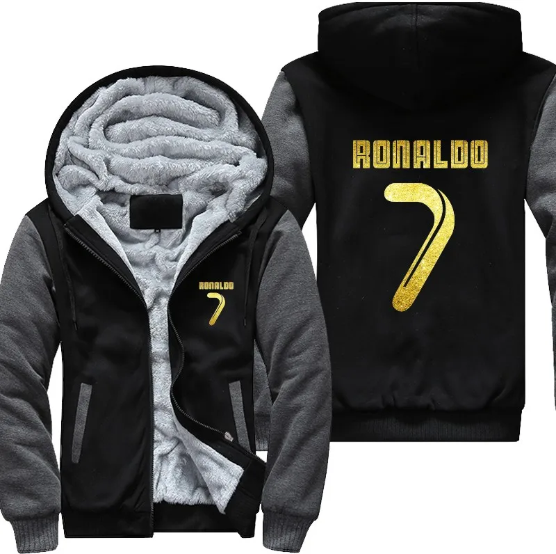 Мужская толстовка с капюшоном CR7 Cristiano Ronaldo утепленная флисовая куртка на молнии