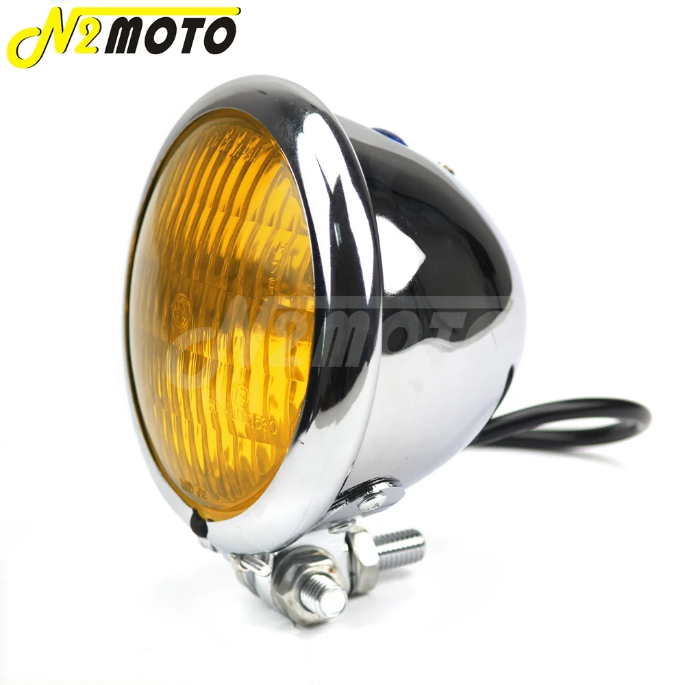 Винтажная фара головного света для мотоцикла H4 4 5 дюйма гоночного янтарные фары