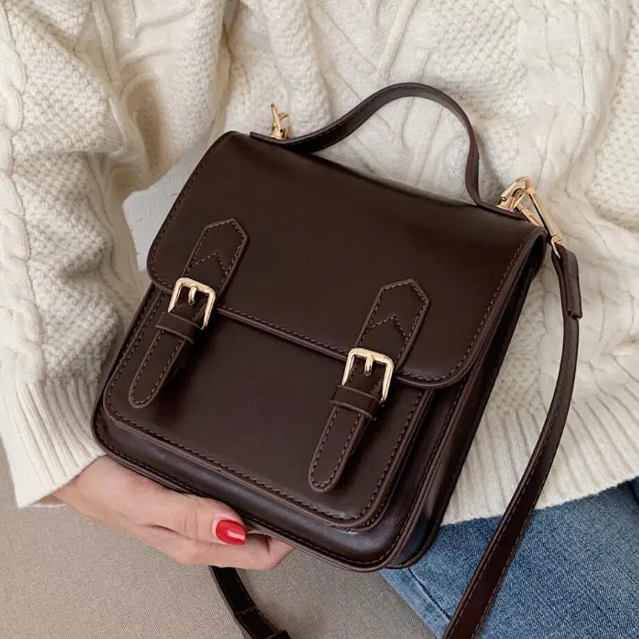 

Elegant Female Solid color Tote bag 2022 New High quality PU Leather Women's Designer Handbag Vintage Shoulder Messenger Bag