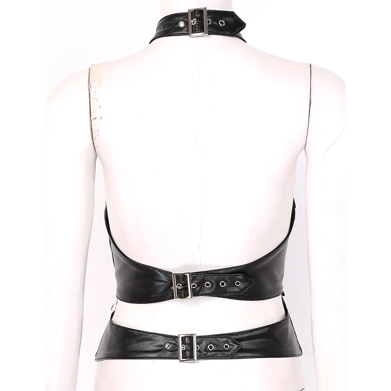 Женские сексуальные топы с эффектом мокрого вида черная искусственная кожа