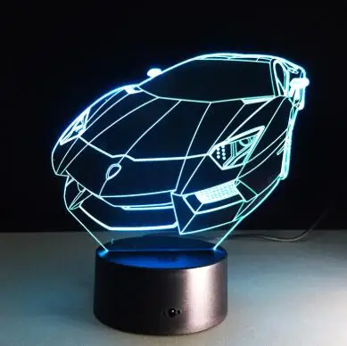 Car 9 Разноцветный 3D автомобильный ночник, акриловая панель, светодиодный светильник в форме автомобиля, 7 цветов, сменный сенсорный или пульт дистанционного управления, Прямая поставка - Испускаемый цвет: Car 9