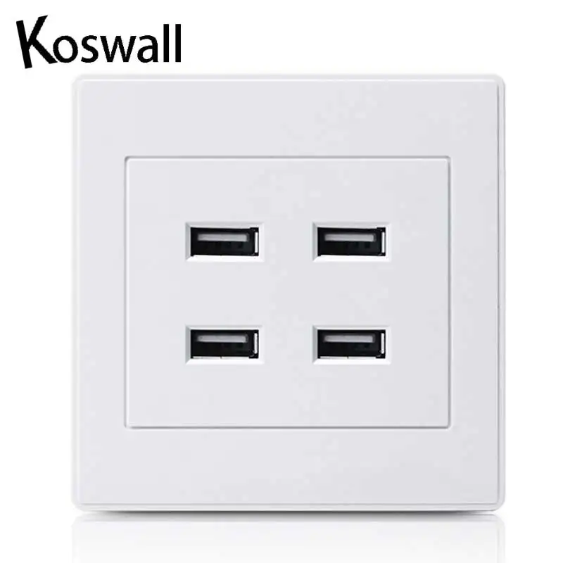 4 Порты USB DC 5V стены Мощность разъем Офис Электрический настенный гнездо Зарядное