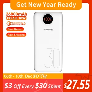 romoss sw30 pro power bank 26800mah portable powerbank 26800mah usb poverbank external battery charger for xiaomi mi 9 iphone 13 free global shipping