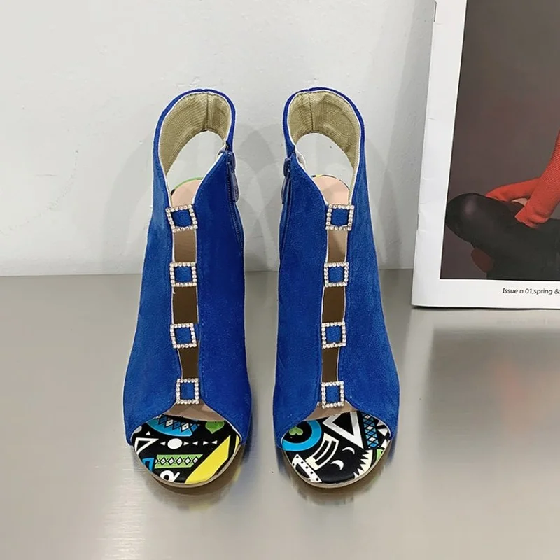 FXYCMMCQ New Foreign Trade Hot Style Square Buckle Super High Heel Fish Mouth Women's Sandals-D6068