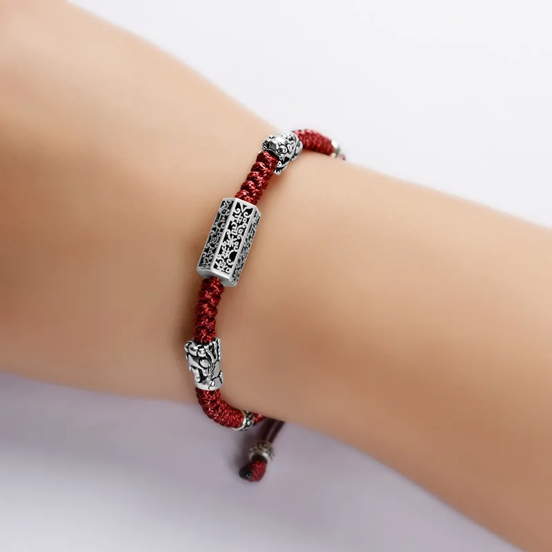 

Handmade 100% 925 Silver colour Pixiu Bracelet Solid Sterling Silver colour Wealth Pixiu Braided Bracelet Good Luck Bracelet