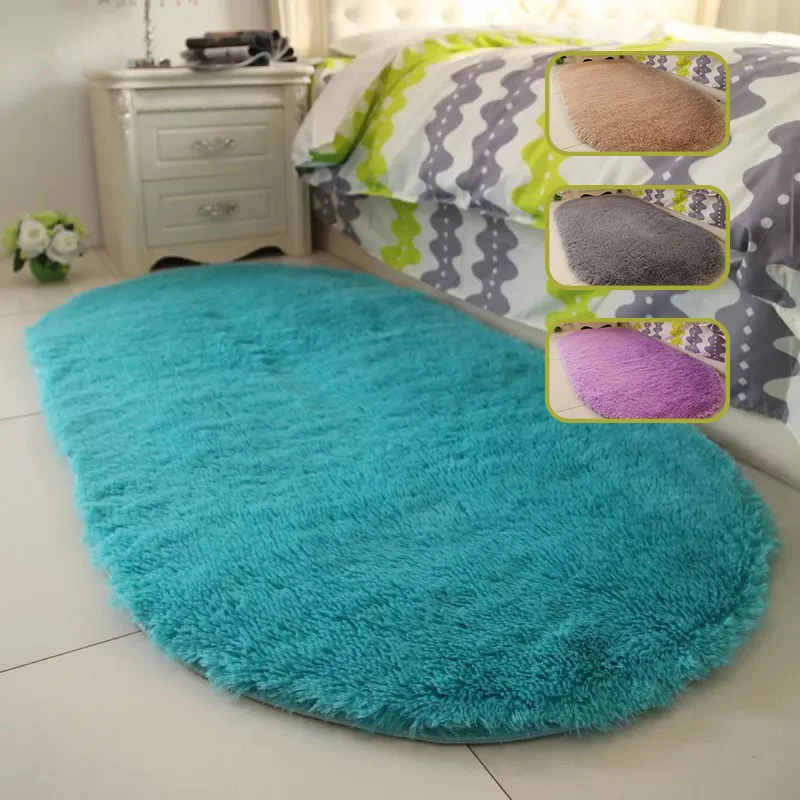 Искусственного меха коврик коврики Нескользящие из мягкого плюша Овальный ковер