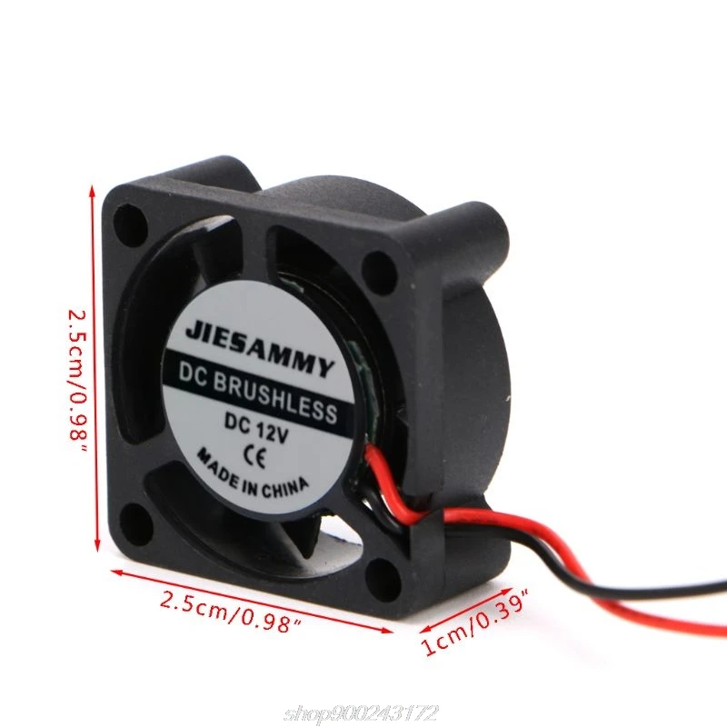 

DC 12V 25*25*10mm Small 2-Wire Brushless Cooling Fan 2510S For 3D Printer Parts F18 21 Dropshipping