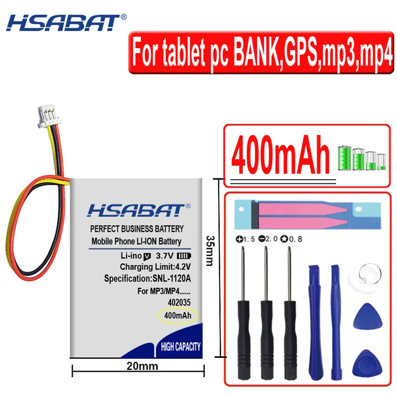 HSABAT 400 мАч 402035 042035 литий полимерный ионный аккумулятор для MP3 MP4 MP5 Bluetooth гарнитура
