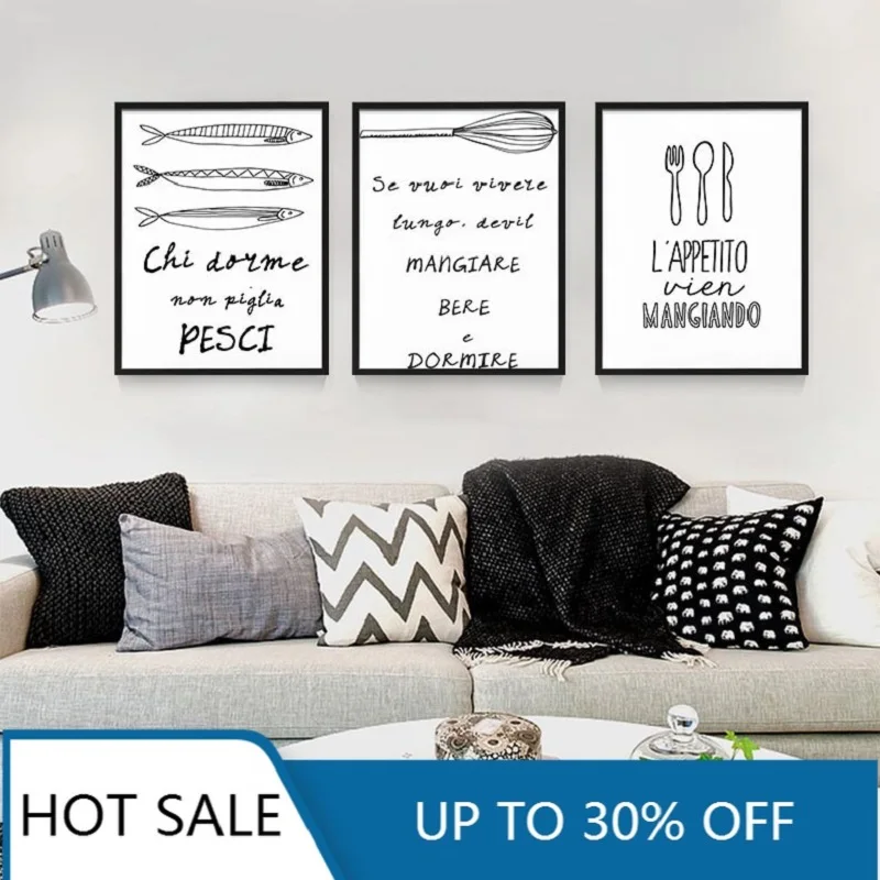 Итальянская цитата столовая посуда настенное искусство холст картина плакаты