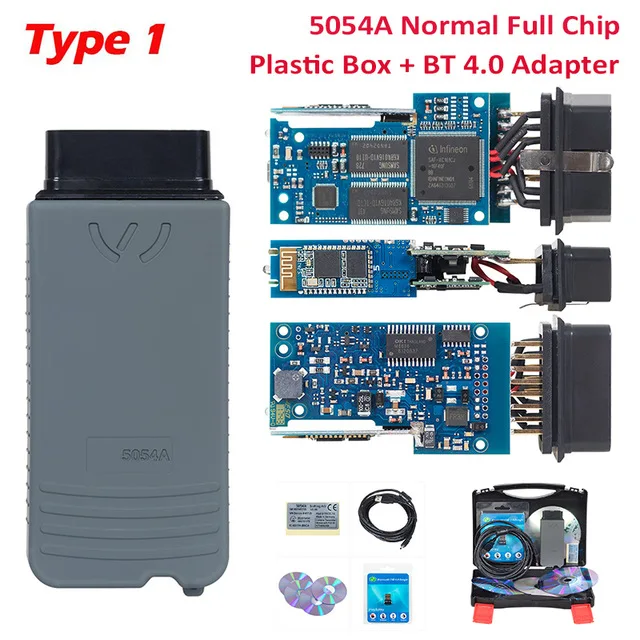 Type 1 blue PCB 5054A ODIS v5.1.3 V4.3.3 keygen полный чип OKI Авто OBD2 диагностический инструмент 5054A Bluetooth 5054 сканер кода - Цвет: Type 1 blue PCB