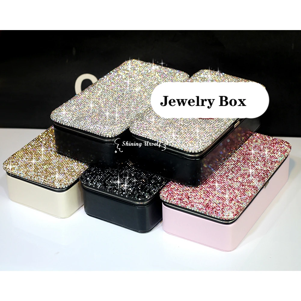 

Elegant Travel Bling Jewelry Box Organizer Storage Case for Ring Earring Necklace Display 18X10X6cm
