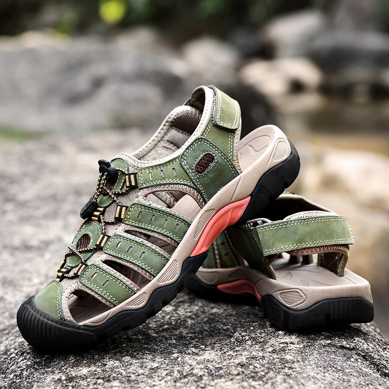 New Men Beach Sandals Size 38-48 Roman Style Men Sandals Summer Leather Sports Sandals Men Outdoor Beach Shoes Male Sandalias