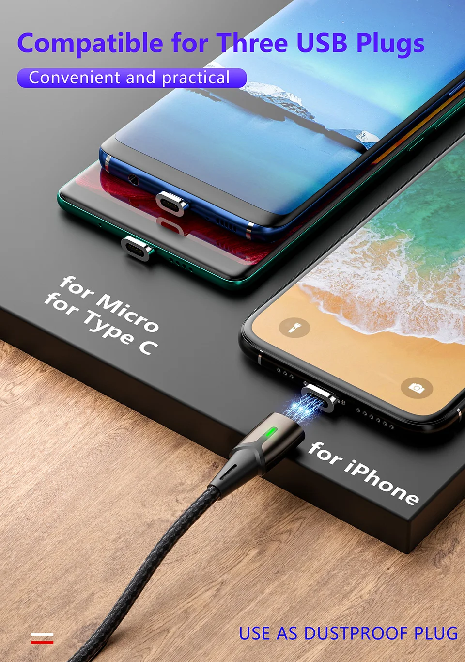 Магнитный зарядный кабель Micro Usb MANTIS 3m 2m 1m для Iphone samsung светодиодный магнитный кабель синхронизации данных 3A кабель быстрой зарядки type C