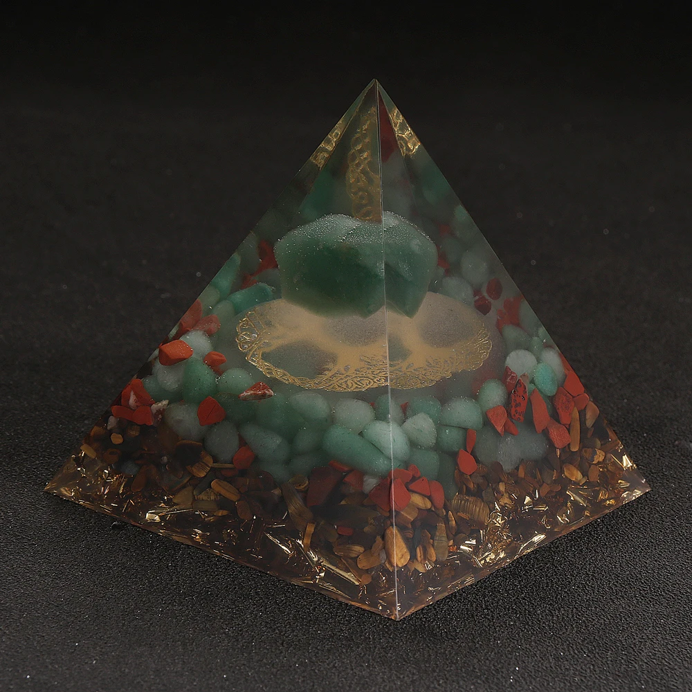 Древо жизни пирамиды зеленый танглин драгоценный камень тигровый глаз чипы