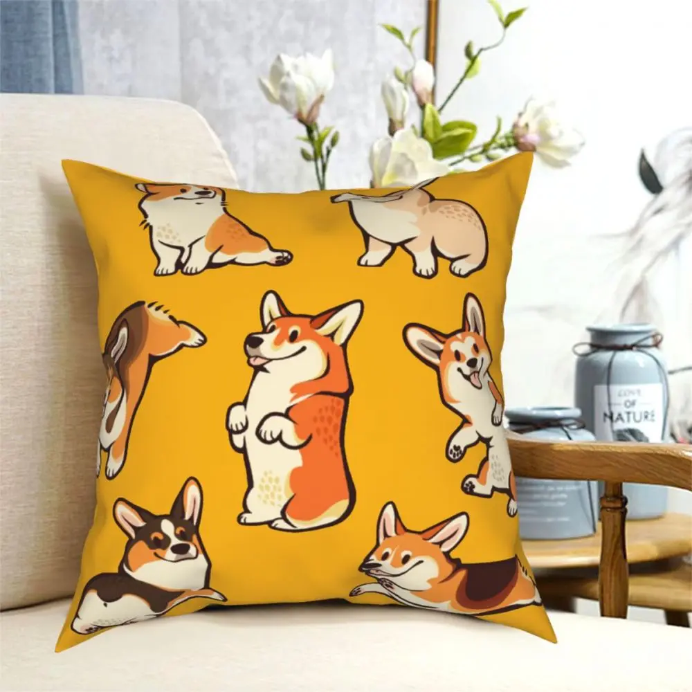 Квадратный чехол для подушки Jolly Corgis Полиэстеровые дивана собаки милые животные