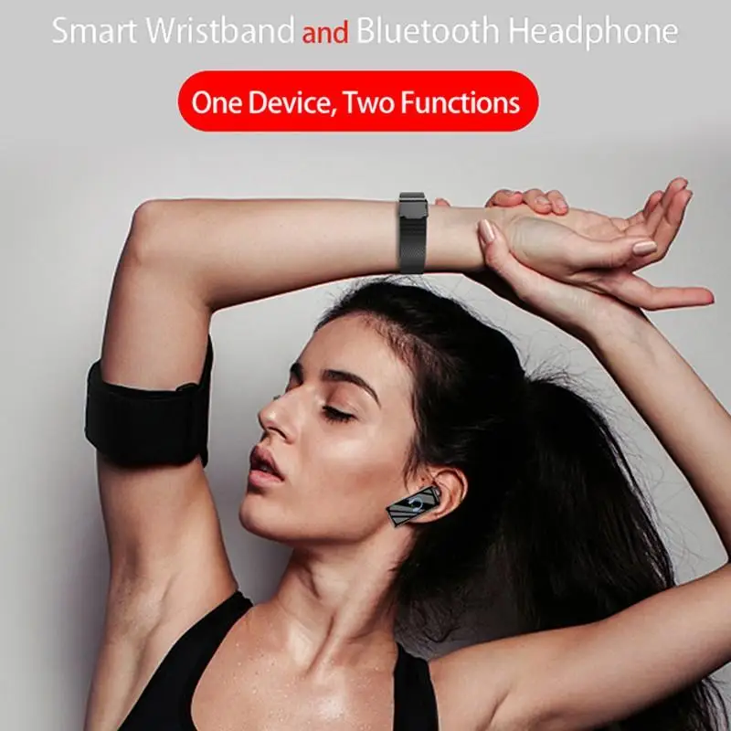 Модные мужские умные наручные часы 2 в 1 с Bluetooth-наушниками фитнес-браслет