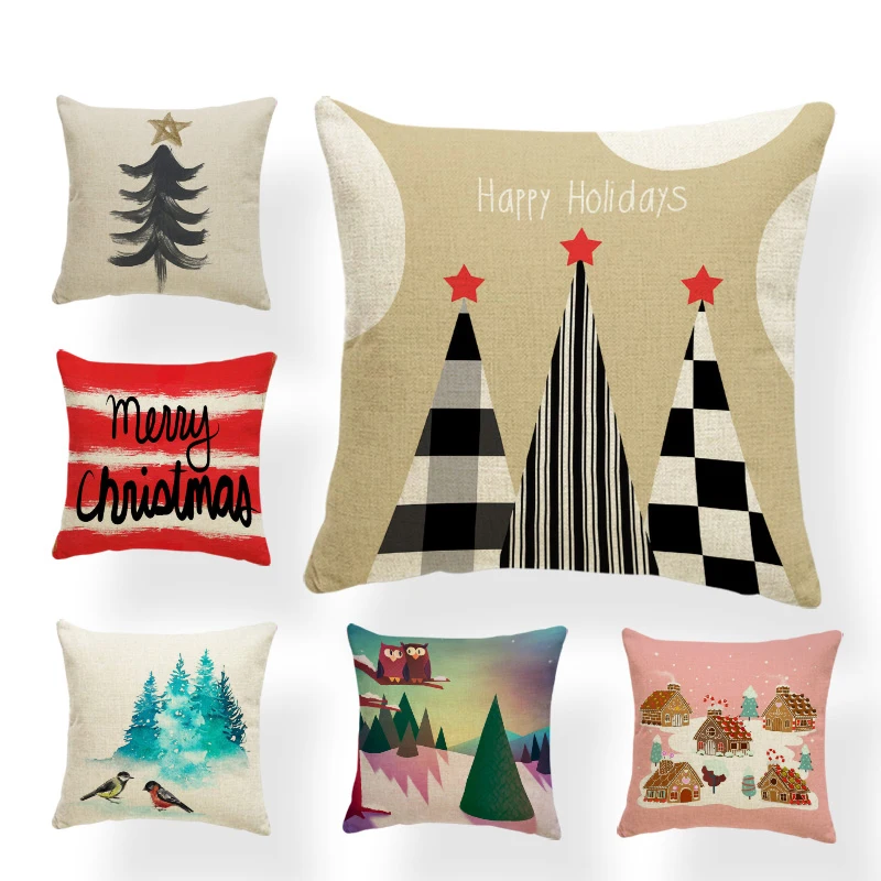 

Альтернативная Рождественская стильная наволочка, искусственная сосна, украшение для спальни, наволочка из полиэстера, подушка на заказ