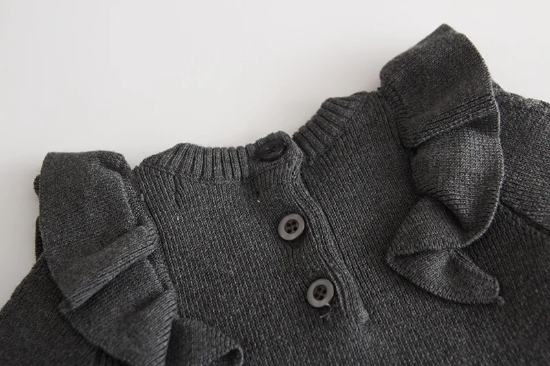 Вязаные платья для девочек теплые однотонные свитеры с рюшами зимы | Детская