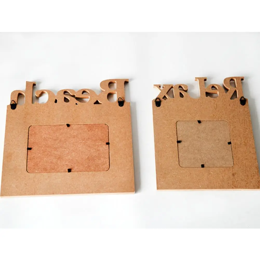 DIY фоторамка прямоугольная деревянная с буквенным принтом подвесное