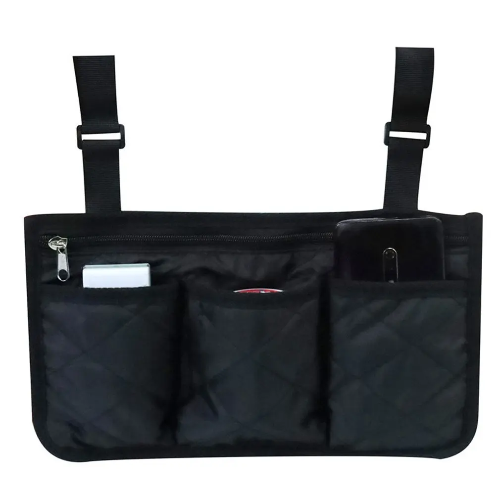 

Боковые сумки для инвалидной коляски, Подвесные на боковой стороне с яркой линией, водонепроницаемые черные мешочки для хранения ходунков, ...